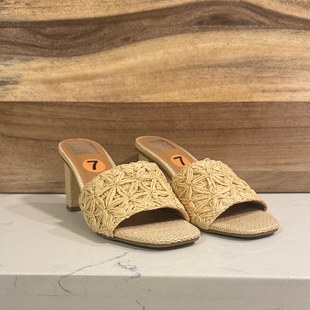 Dolce Vida raffia block heels